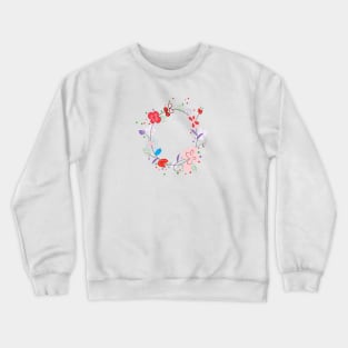 Circle frame decorative hand drawn abstract flowers Crewneck Sweatshirt